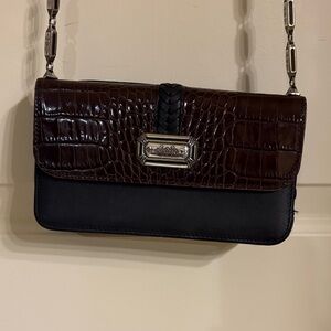 Vintage Brighton Elegant Brown and Black Croc-Embossed Women's Wallet Clutch Bag